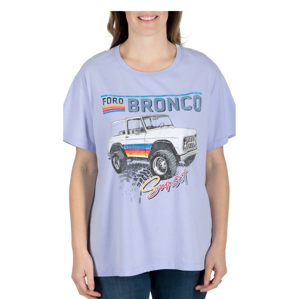 Ford Bronco Sunset Graphic T-Shirt Women's XL Lavender Purple Retro‎